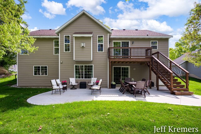 7153 Keystone Ct, Jenison, MI 49428 - back of house with a yard, a patio area, stairs, and a deck