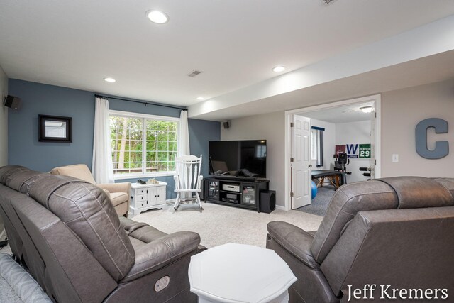 7153 Keystone Ct, Jenison, MI 49428 - living room featuring carpet flooring and recessed lighting