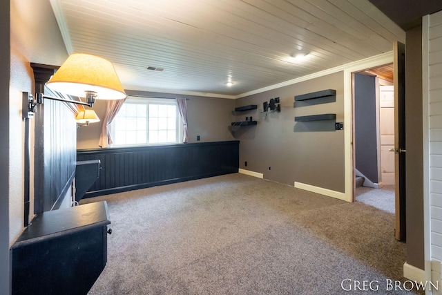 9318 Jefferson Rd, Lakeview, MI 48850 - unfurnished room featuring carpet flooring, crown molding, and wood ceiling
