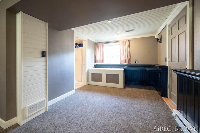 9318 Jefferson Rd, Lakeview, MI 48850 - kitchen with crown molding, carpet floors, and baseboards