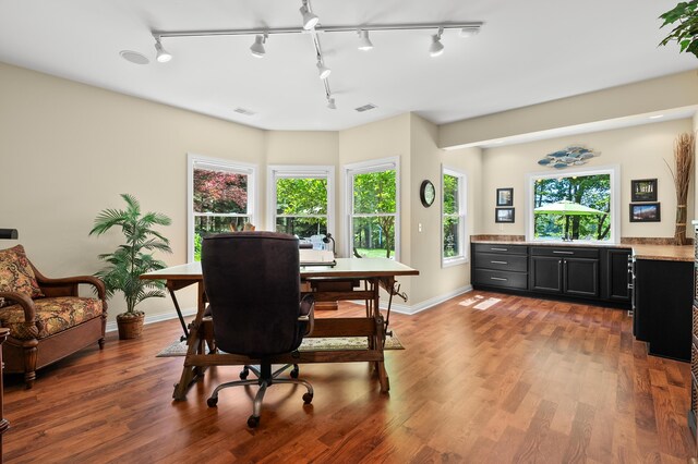 6461 E Bay Ln, Richland, MI 49083 - home office with wood finished floors, baseboards, and track lighting