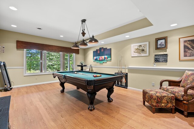 6461 E Bay Ln, Richland, MI 49083 - game room featuring billiards table, baseboards, wood finished floors, and recessed lighting