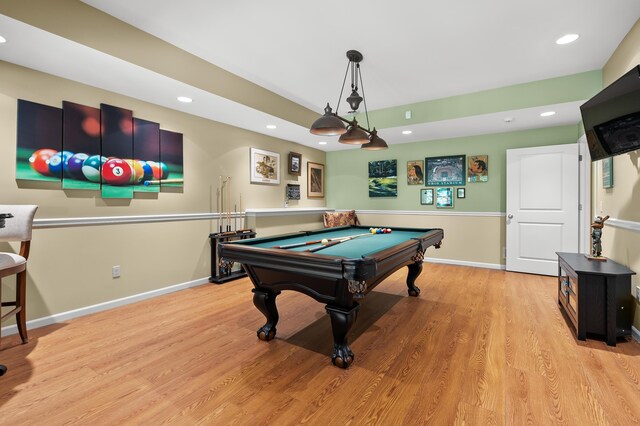 6461 E Bay Ln, Richland, MI 49083 - recreation room featuring pool table, recessed lighting, wood finished floors, and baseboards