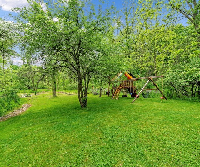 6201 Donovanridge, Dexter, MI 48130 - view of grassy yard featuring a playground
