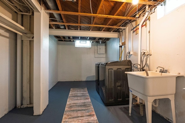 1949 Grove Rd, Ypsilanti, MI 48198 - below grade area with washing machine and clothes dryer