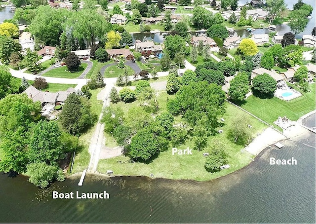 3671 Lido, Highland, MI 48356 - aerial view of property and surrounding area featuring a nearby body of water and nearby suburban area