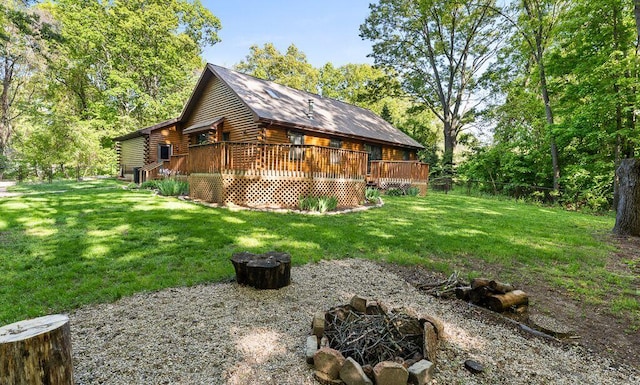 15595 Pruin St, Spring Lake, MI 49456 - view of property exterior featuring log exterior and a deck