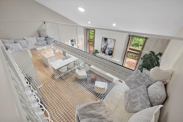 3427 E Dobson Pl, Ann Arbor, MI 48105 - living room with recessed lighting and lofted ceiling