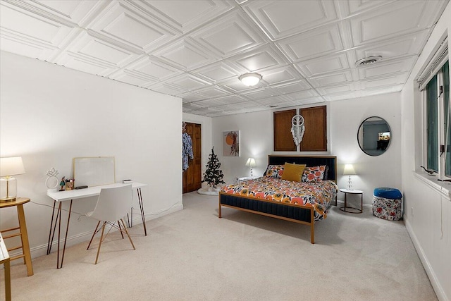 3427 E Dobson Pl, Ann Arbor, MI 48105 - bedroom with carpet flooring, baseboards, an ornate ceiling, and a desk