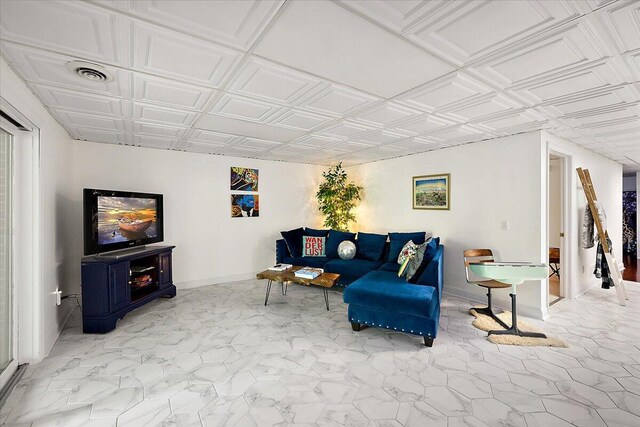 3427 E Dobson Pl, Ann Arbor, MI 48105 - living area featuring baseboards and an ornate ceiling