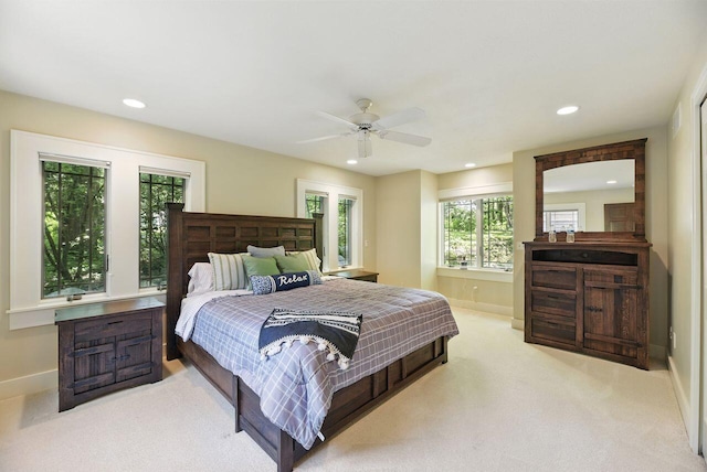 1630 S 3rd St, Niles, MI 49120 - carpeted bedroom with baseboards, recessed lighting, and a ceiling fan