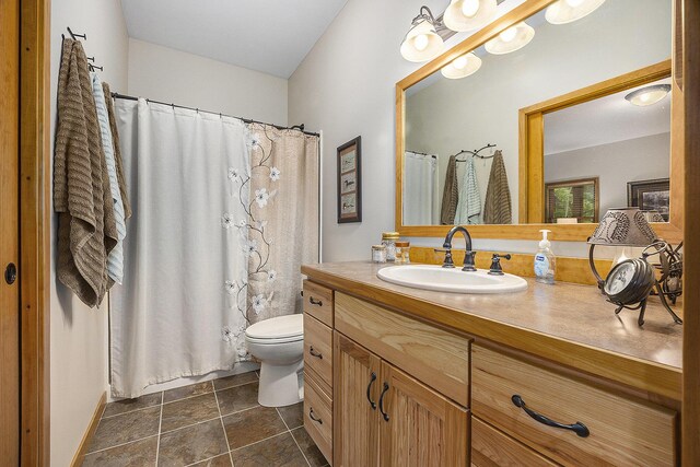 6838 E Michillinda Rd, Twin Lake, MI 49457 - bathroom with vanity, toilet, and a shower with curtain