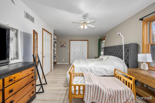 1480 W 72nd St, Newaygo, MI 49337 - bedroom with light wood-type flooring, baseboards, and ceiling fan