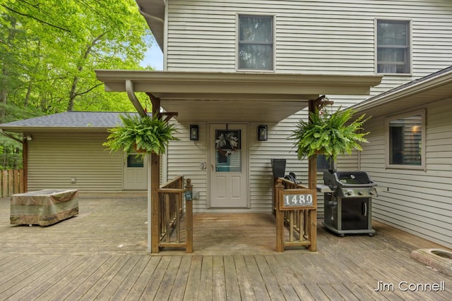 1480 W 72nd St, Newaygo, MI 49337 - entrance to property with a wooden deck