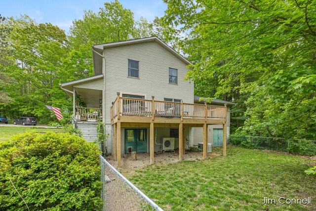 1480 W 72nd St, Newaygo, MI 49337 - rear view of house with a cooling unit and a deck