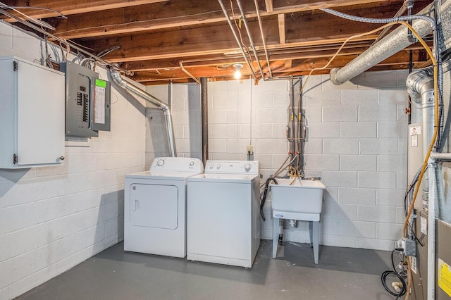 429 S 7th St # 1, Ann Arbor, MI 48103 - laundry room featuring electric panel and washing machine and clothes dryer