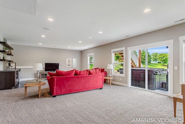 1551 Providence Cove Ct, Byron Center, MI 49315 - carpeted living room with recessed lighting and baseboards