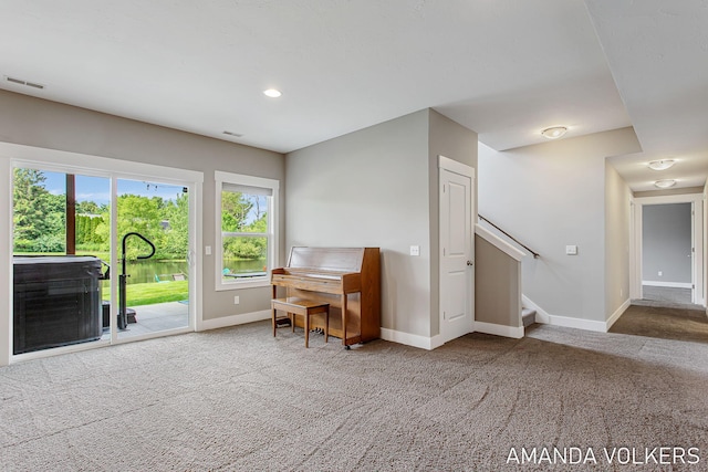 1551 Providence Cove Ct, Byron Center, MI 49315 - sitting room featuring carpet flooring, baseboards, healthy amount of natural light, and recessed lighting