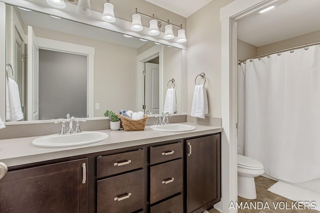 1551 Providence Cove Ct, Byron Center, MI 49315 - full bath with double vanity, toilet, and a shower with curtain