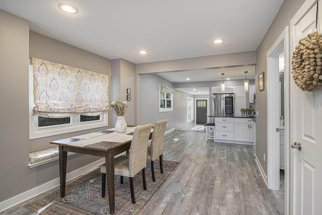 2019 Lakeview Dr, Portage, MI 49002 - dining room with baseboards, wood finished floors, and recessed lighting