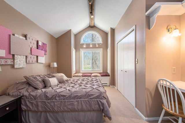9701 Kruger Rd, Union Pier, MI 49129 - bedroom featuring light colored carpet, a closet, and baseboards