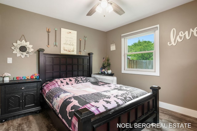 16507 Sleeper St, Grand Haven, MI 49417 - bedroom featuring dark wood-type flooring, baseboards, and ceiling fan