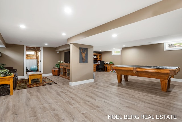 16507 Sleeper St, Grand Haven, MI 49417 - playroom featuring light wood-type flooring, baseboards, recessed lighting, and billiards table