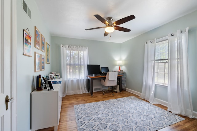 770 Bloomfield Blvd, Jackson, MI 49203 - office with a ceiling fan, wood finished floors, and baseboards