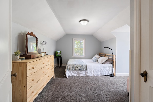770 Bloomfield Blvd, Jackson, MI 49203 - carpeted bedroom with lofted ceiling and baseboards