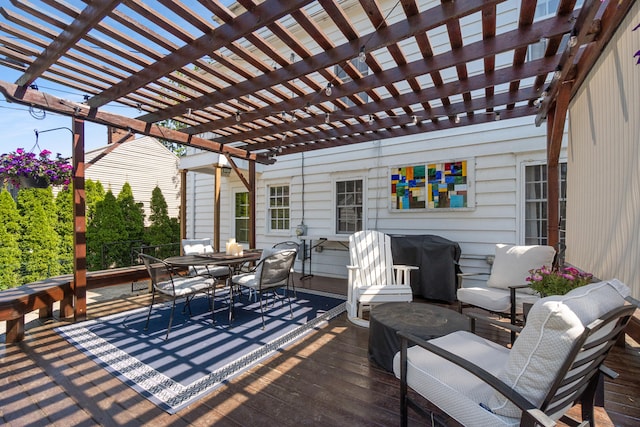770 Bloomfield Blvd, Jackson, MI 49203 - wooden deck featuring outdoor dining area and a pergola