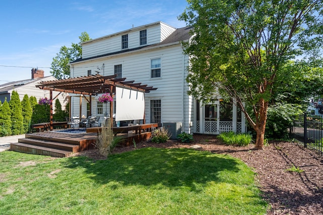 770 Bloomfield Blvd, Jackson, MI 49203 - back of property with a pergola, a deck, and cooling unit