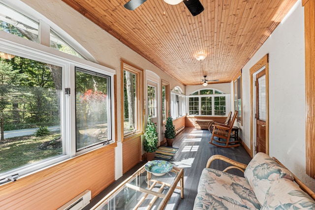 8661 Elm Valley Rd, Union Pier, MI 49129 - sunroom / solarium featuring a ceiling fan and hardwood / wood-style floors