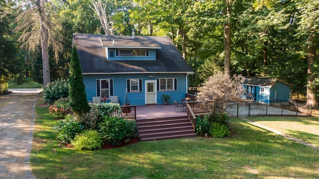 8661 Elm Valley Rd, Union Pier, MI 49129 - back of house featuring a wooden deck