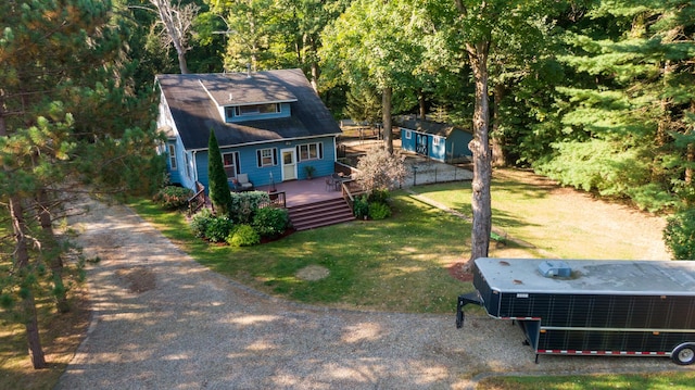 8661 Elm Valley Rd, Union Pier, MI 49129 - view of front of house featuring a wooden deck