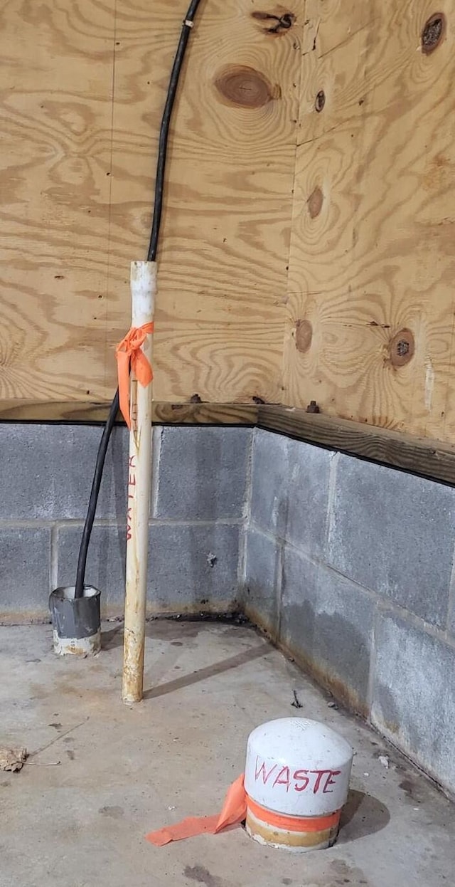 8661 Elm Valley Rd, Union Pier, MI 49129 - basement view of concrete block wall and unfinished concrete floors
