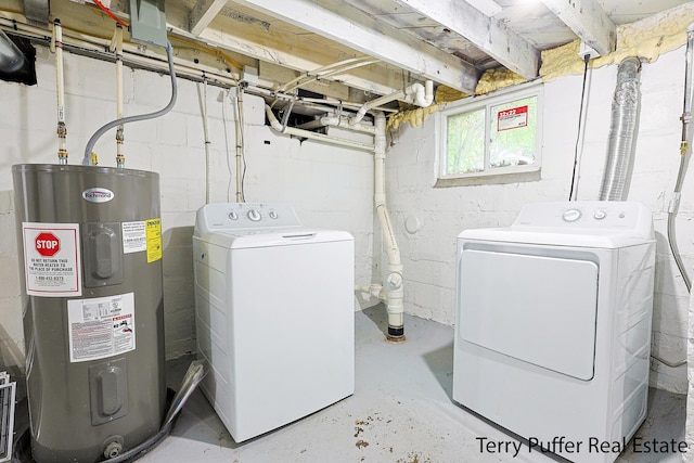 987 Oak Ave, Muskegon, MI 49442 - washroom with electric water heater and washer and dryer