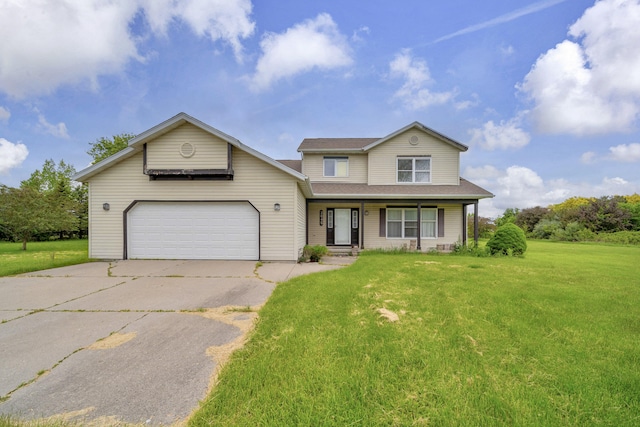 2045 E Baldwin Rd, Grand Blanc, MI 48439 - traditional-style house with asphalt driveway, a front lawn, a porch, and a garage