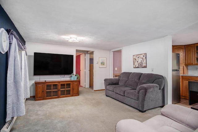 4468 Teal Ln, Newaygo, MI 49337 - living room with a baseboard heating unit and light colored carpet