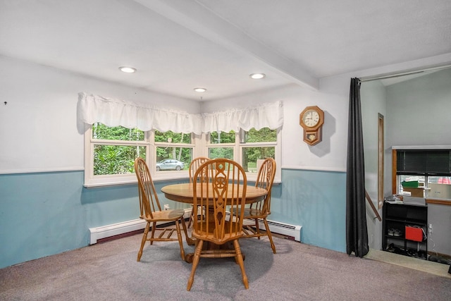 4468 Teal Ln, Newaygo, MI 49337 - dining area with carpet flooring, recessed lighting, and beam ceiling