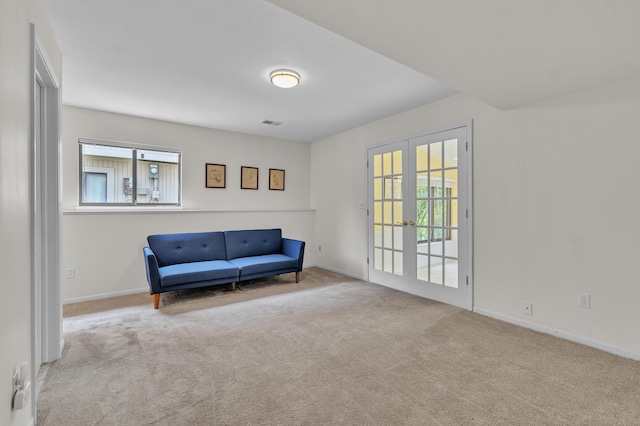 2539 Country Village Ct, Ann Arbor, MI 48103 - living area with carpet floors, baseboards, and french doors