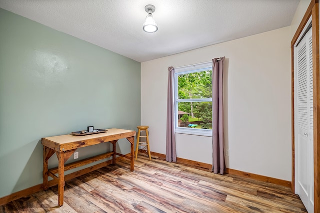 4744 Sandy Ln, Whitehall, MI 49461 - office space with wood finished floors, baseboards, and a textured ceiling