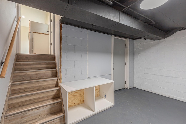 1335 Knapp St NE, Grand Rapids, MI 49505 - finished below grade area featuring stairs and concrete block wall