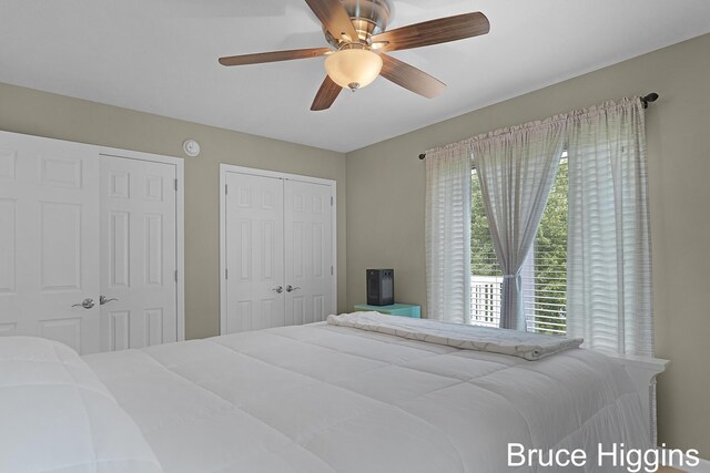 614 Oriole Ct Unit 7, Middleville, MI 49333 - bedroom with a ceiling fan and two closets