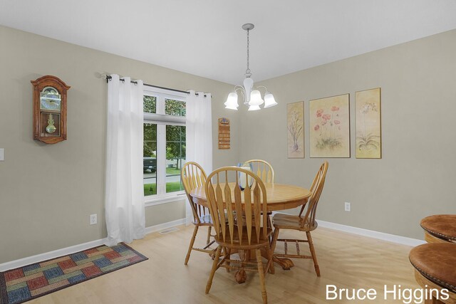 614 Oriole Ct Unit 7, Middleville, MI 49333 - dining area featuring a chandelier, baseboards, and light wood-style floors