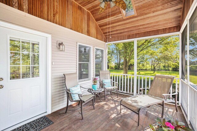 5700 Dexter Townhall Rd, Dexter, MI 48130 - sunroom with lofted ceiling and ceiling fan