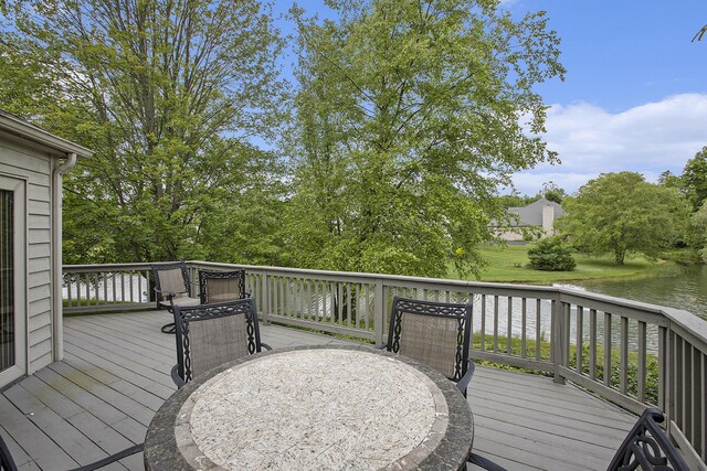 5448 Waterfield Ct, Ann Arbor, MI 48108 - wooden terrace with outdoor dining space