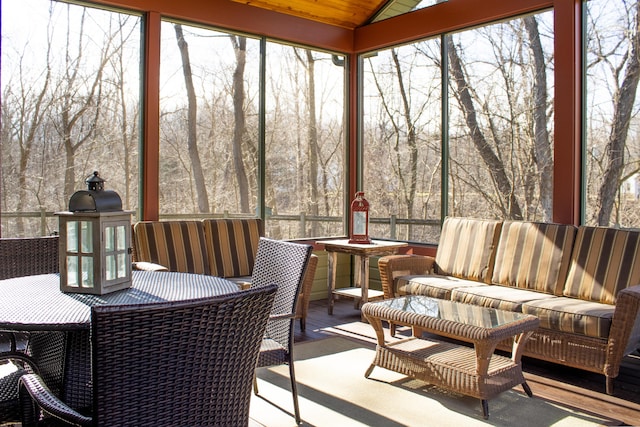 16434 S Basswood Rd, Three Oaks, MI 49128 - sunroom / solarium featuring vaulted ceiling and healthy amount of natural light