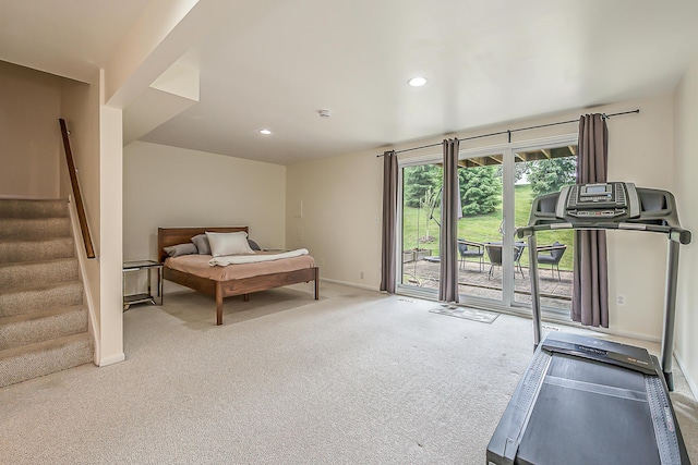 2503 Meade Ct, Ann Arbor, MI 48105 - bedroom with access to outside, light carpet, baseboards, and recessed lighting