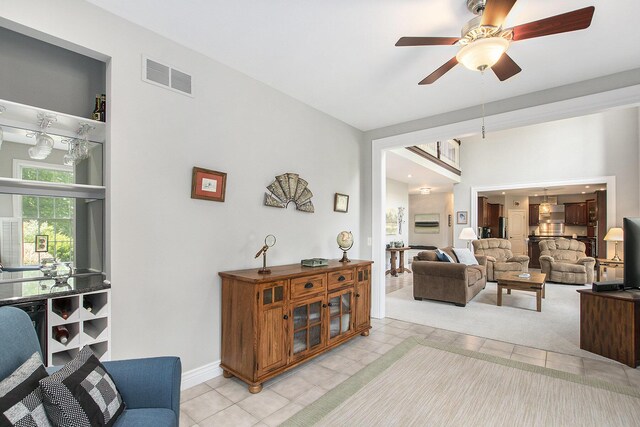 7251 Beverly Dr, South Haven, MI 49090 - living room featuring a ceiling fan and light tile patterned floors