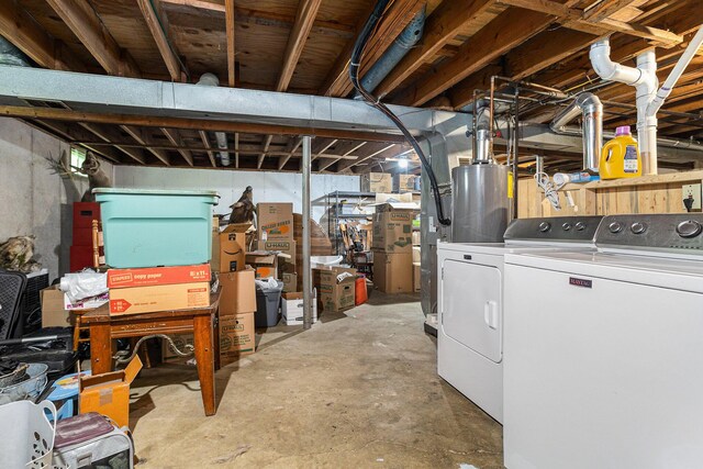 84 Eldred St, Battle Creek, MI 49015 - unfinished basement with washing machine and clothes dryer and water heater